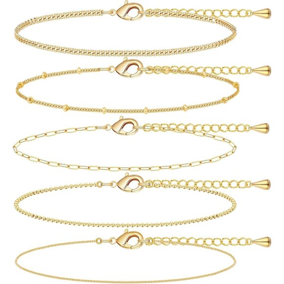 Gold-Style 09 Dainty Stack Beaded Rope Bracelets Jewelry Gifts for Women - Picture 1 of 6